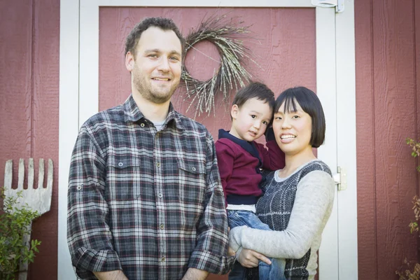 Mixed Race Family Having Fun Outside — Stock Photo, Image