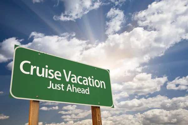 Cruise Vacation Just Ahead Green Road Sign — Stock Photo, Image