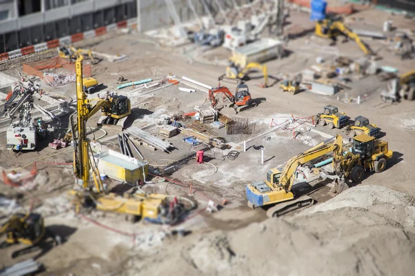 Vista aérea do canteiro de obras com extremo Bokeh . — Fotografia de Stock