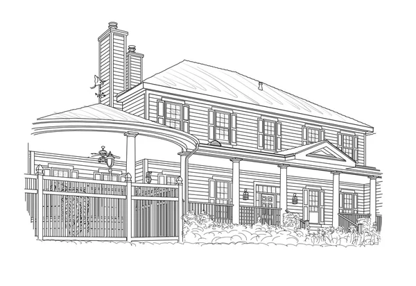 Custom Black House Drawing on White — Stock Photo, Image