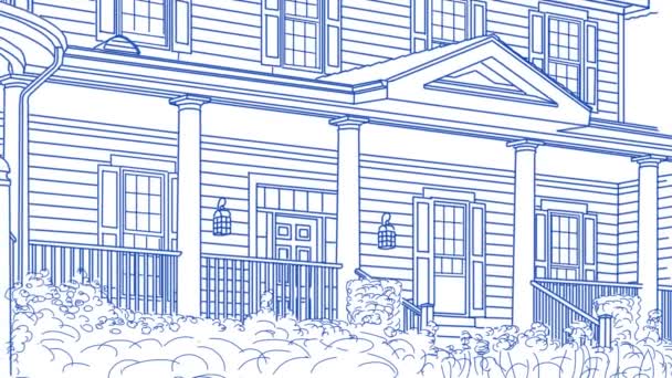 Zeichnung des Hauses Schwenk und Übergang zu offenbaren verkauft Haus zu verkaufen Immobilien Zeichen und fertiges Haus