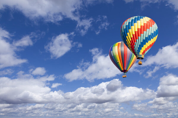 Hot Air Balloons In The Beautiful Blue Sky