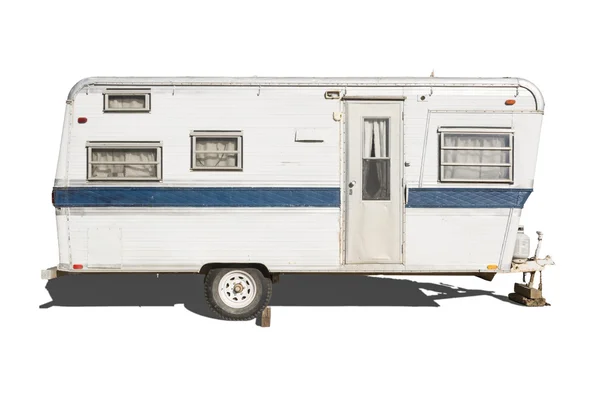 Remolque de camper viejo clásico en blanco — Foto de Stock