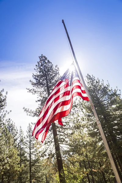 Dramatische helft Mast Amerikaanse vlag — Stockfoto