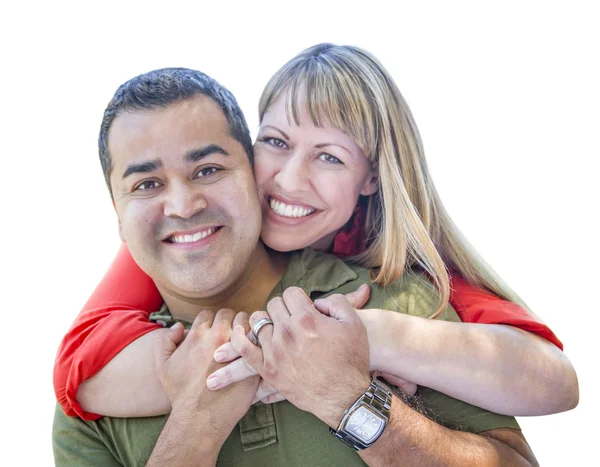 Attractive Mixed Race Couple on White — Stock Photo, Image