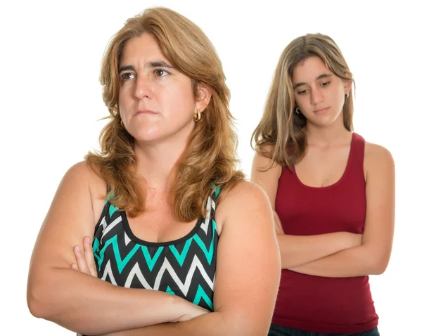 Conflicto familiar - Madre triste y su hija adolescente — Foto de Stock