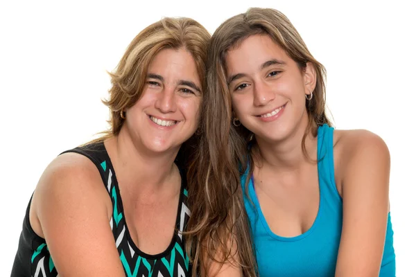 Happy portrait of a happy mother and her teen daughter — Stock Photo, Image