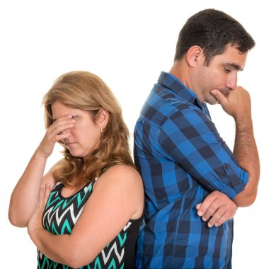 Divorce, Conflicts in marriage - Sad hispanic couple clipart