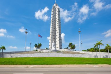 Anıt ve devrim Meydanı Havana'da Küba bayrağı