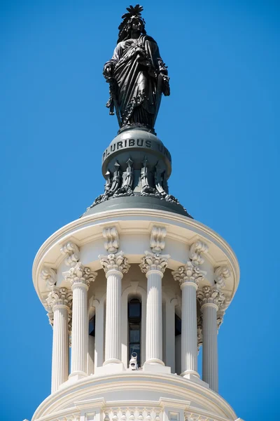 La Estatua de la Libertad en la parte superior del edificio del Capitolio de Estados Unidos en Washi — Foto de Stock