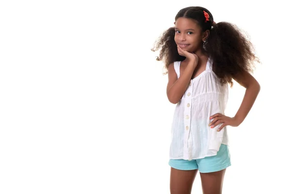 Nettes Und Lustiges Multirassisches Mädchen Isoliert Auf Weißem Hintergrund — Stockfoto