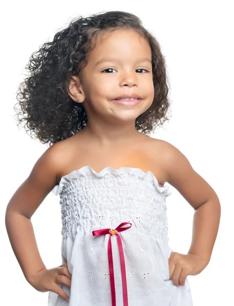 Carino piccolo afro americano ragazza isolato su bianco — Foto Stock