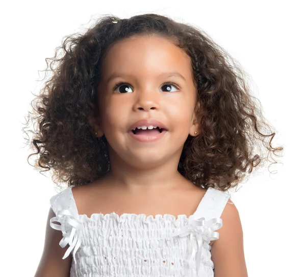 Cute small afro american girl isolated on white — Stock Photo, Image