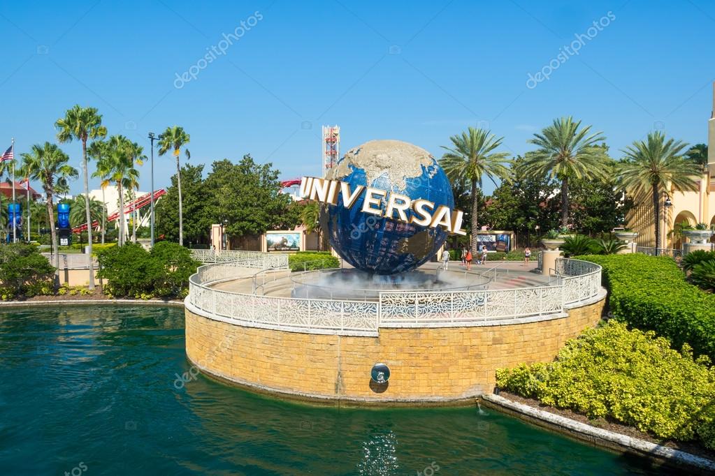 ORLANDO,USA - AUGUST 23, 2014 : The famous Universal Globe at Universal Studios Florida theme park
