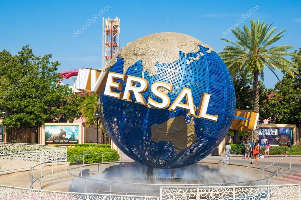 ORLANDO,USA - AUGUST 23, 2014 : The famous Universal Globe at Universal Studios Florida theme park