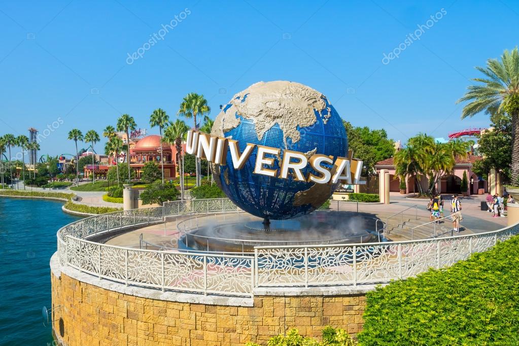 ORLANDO,USA - AUGUST 23, 2014 : The famous Universal Globe at Universal Studios Florida theme park