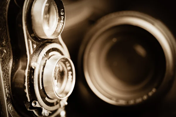 Vintage camera and lenses — Stock Photo, Image