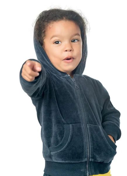African-American girl pointing at camera — Stock Photo, Image