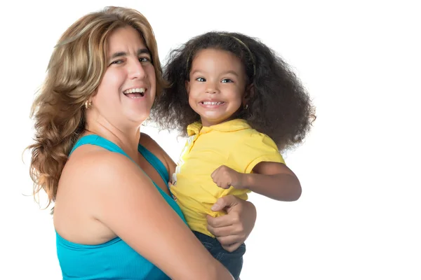 Woman carrying Afro-American girl — Stock Photo, Image