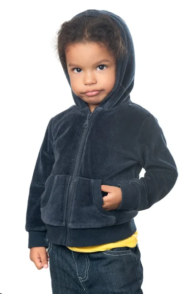 African-American girl wearing a hood — Stock Photo, Image