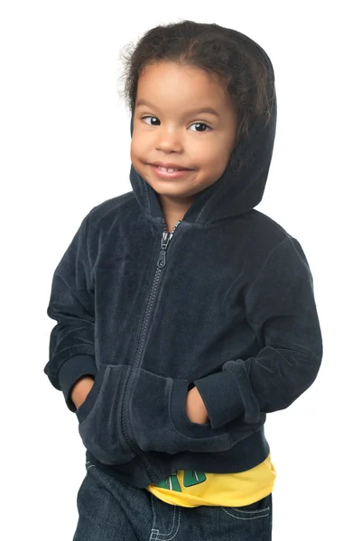 Afrikansk-amerikansk flicka klädd hoodie — Stockfoto