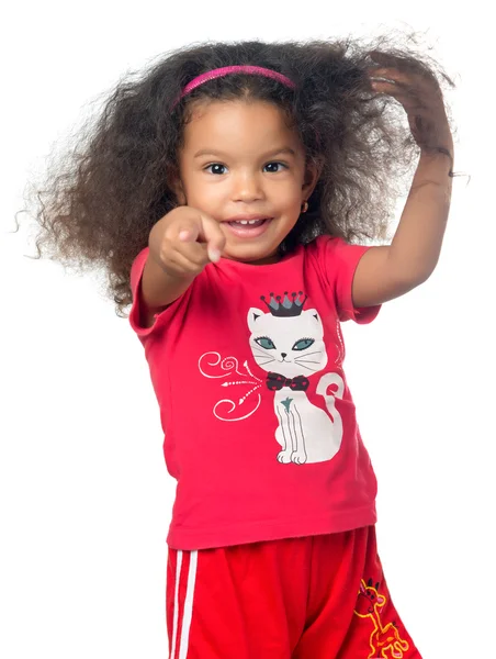 African-American girl pointing — Stock Photo, Image
