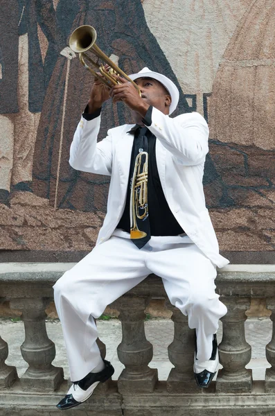 Musiker som spelar trumpet — Stockfoto