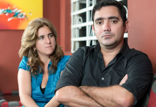 Husband and wife after a fight — Stock Photo, Image