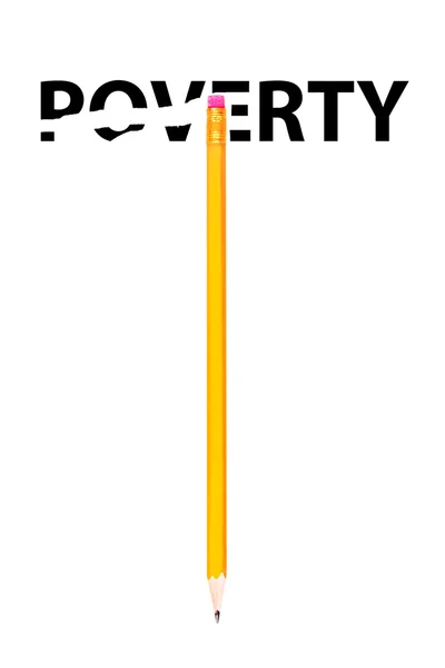 Μολύβι σβήνοντας τη λέξη της φτώχειας — Φωτογραφία Αρχείου