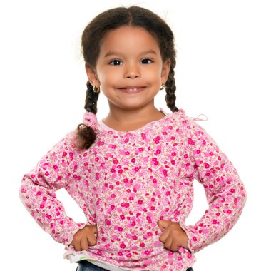 Oldukça karışık yarış küçük kız beyaz izole