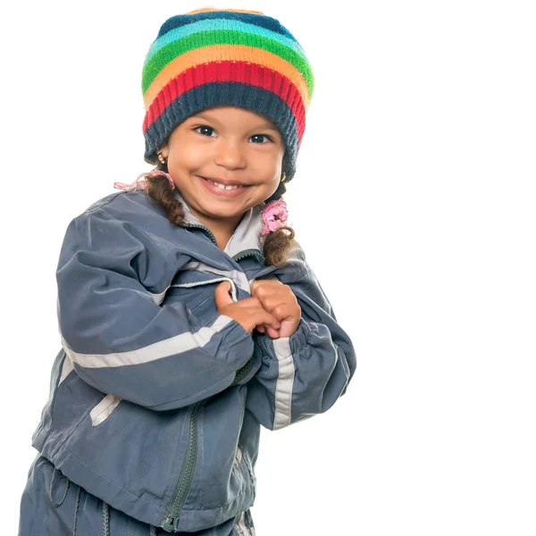 Funny mixed race little girl isolated on white — Stock Photo, Image