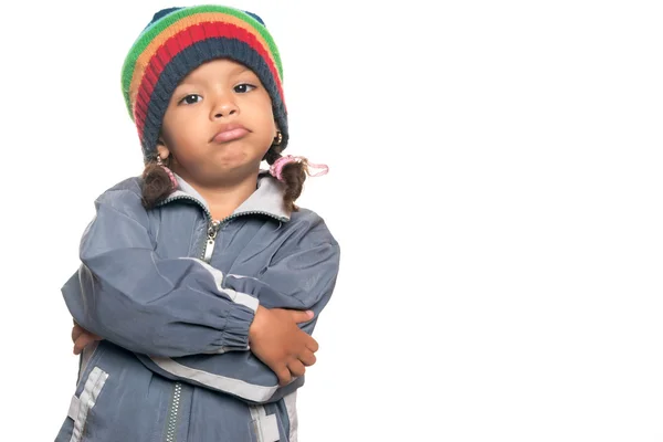 Little multiracial girl with a hip hop artist look — Stock Photo, Image