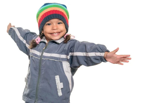 Mezcla de raza niña ofreciendo un abrazo —  Fotos de Stock