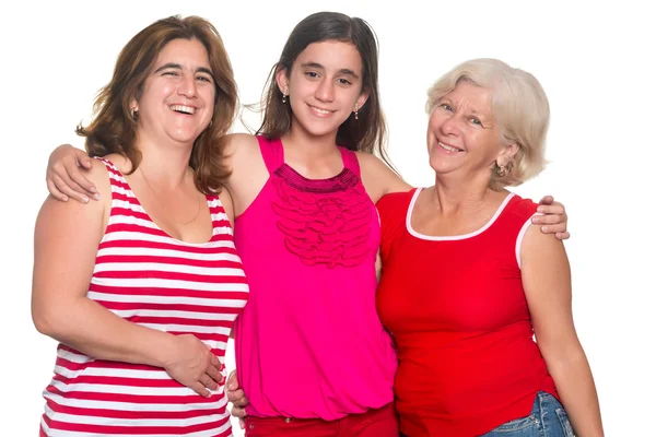 Familie van Spaanse vrouwen geïsoleerd op een witte achtergrond — Stockfoto