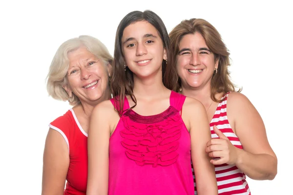 西班牙裔女性上白色孤立的家庭 — 图库照片