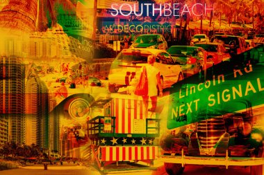 Collage of South Beach Miami clipart