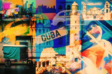 Havana Küba görüntülerin kolaj