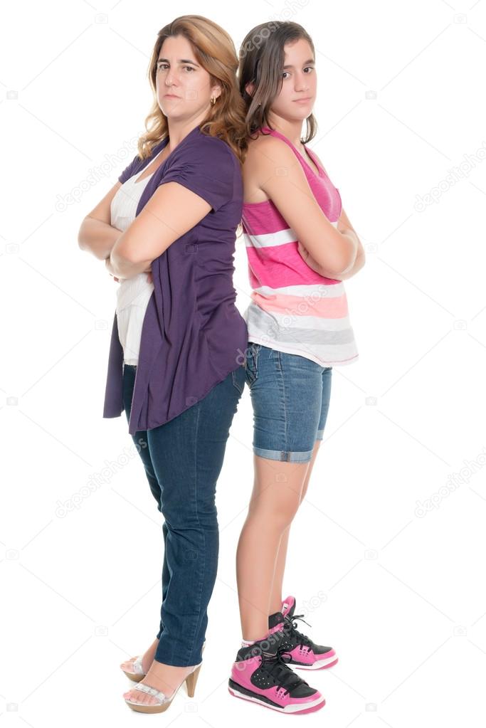 Teenage girl and her mother angry at each other