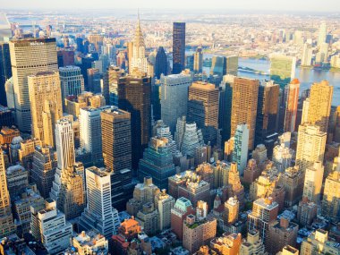 Gün batımında New York 'un hava manzarası