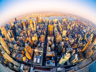 Aerial view of New York City at sunset clipart