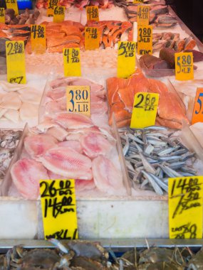 Fish for sale at Chinatown in New York clipart