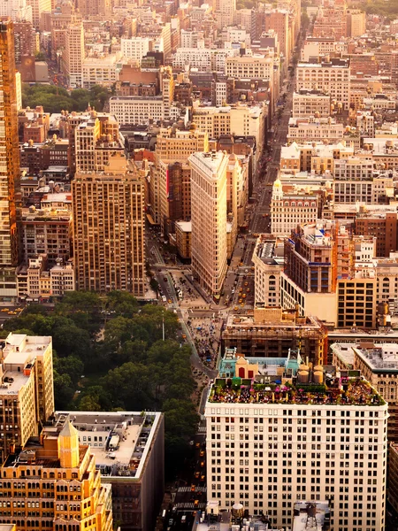 Puesta de sol sobre el centro de Manhattan en Nueva York —  Fotos de Stock