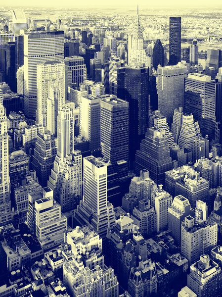 Dual toned image of skyscrapers at midtown New York City