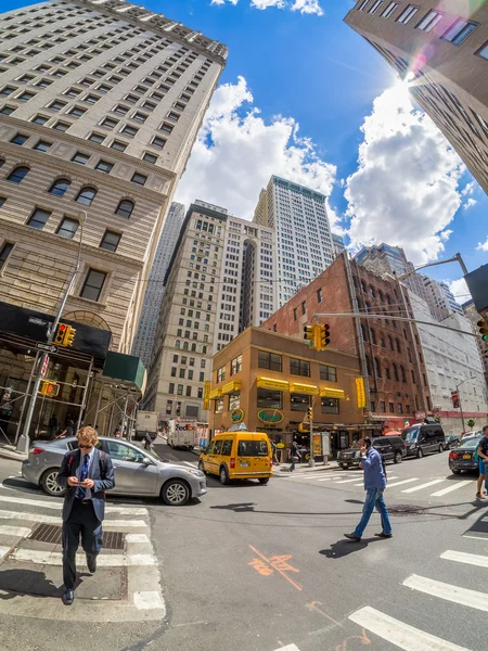 Utcai jelenet a Financial District, New York City — Stock Fotó