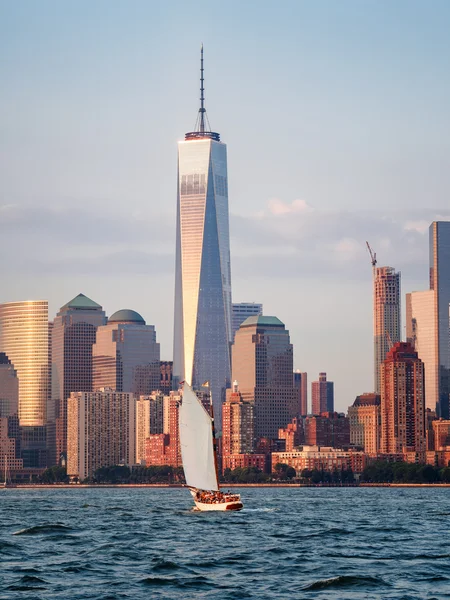 Widok na dolnym Manhattanie o zachodzie słońca — Zdjęcie stockowe