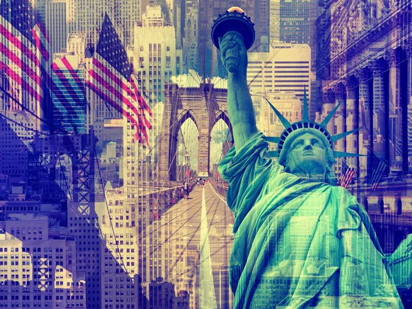 Collage que contiene varios puntos de referencia de Nueva York —  Fotos de Stock