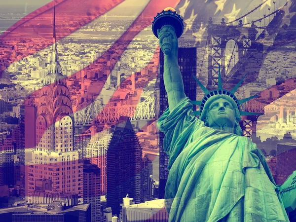Colagem contendo vários marcos de Nova York — Fotografia de Stock