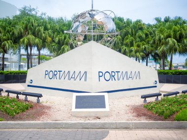 Biscayne Bulvarı şehir Miami Miami Limanı tabelaya