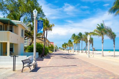 The famous Hollywood Beach boardwalk in Florida clipart