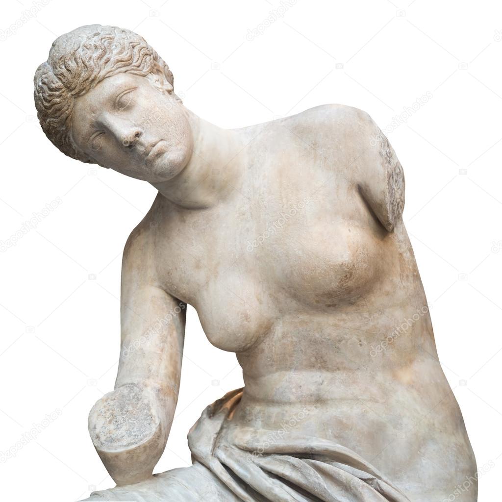Ancient greek statue of a nude venus isolated on white